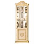 Vitrine d'angle bois vernis laqu� brillant beige et dor� venus 64cm