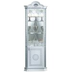 Vitrine d'angle bois vernis laqué brillant blanc et gris venus 64cm Vitrine d'angle bois vernis laqué brillant blanc et gris venus 64cm