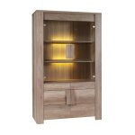 Grande vitrine 2 portes vitres et 2 portes en bois - collection farra - chne clair
