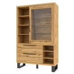 Meublorama - vitrine, argentier, vaisselier milos. coloris ch�ne et finitions noire. meuble id�al pour ...