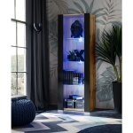 Vitrine armoire tivoli, wotan / noir, largeur 55cm x hauteur 159cm x profondeur 35cm, sans led, 3 étagères, ... Vitrine armoire tivoli, wotan / noir, largeur 55cm x hauteur 159cm x profondeur 35cm, sans led, 3 étagères, ...