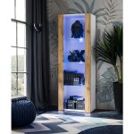 Komodee - vitrine armoire tivoli, blanc / wotan, largeur 55cm x hauteur 159cm x profondeur 35cm, led ... Komodee - vitrine armoire tivoli, blanc / wotan, largeur 55cm x hauteur 159cm x profondeur 35cm, led ...
