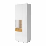 Meublorama - vitrine, bibliothque, vaisselier kiles coloris gris blanc et chne. modle vitrine gauche. ...