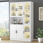 Vitrine blanche, tagres avec portes, tagres debout pour livres, grand buffet de cuisine, armoire ...