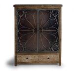 Vitrine en bois manguier marron vieilli