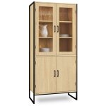 Vitrine buffet haut h. 176 cm vaisselier detroit 4 portes design industriel