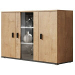 Buffet tornola 106, ch�ne de lefkas + noir, 80x120cm, le nombre de portes: 341cm, verre, stratifi�, led: ...