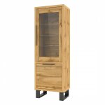 Meublorama - vitrine coloris chne collection milo. finition noires. meuble idal pour votre salle  ...