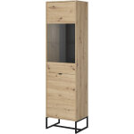 Meuble vitrine meuble buffet salon ch�ne noir 197x53x39cm ambre