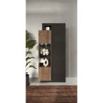 Meublorama - vitrine 2 portes collection domi. coloris gris anthracite et ch�ne fonc�