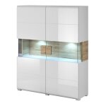 Meublorama - vitrine double portes collection ohio. couleur blanc et chne.
