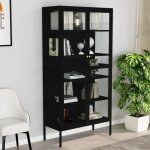 Vidaxl - vitrine d'exposition noir 90x40x180 cm acier et verre tremp