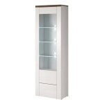 Vitrine haute design 1 porte collection santiago. coloris blanc effet bois et ch�ne