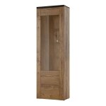 Meublorama - vitrine haute design 1 porte collection santiago. coloris ch�ne et noir effet bois