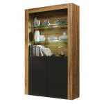 Vitrine jive 90 cm bois et noir style industriel commode avec leds