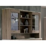 Vitrine, meuble de rangement coloris chêne truffé, blanc vieilli - longueur 160 x profondeur 38, 4 x ... Vitrine, meuble de rangement coloris chêne truffé, blanc vieilli - longueur 160 x profondeur 38, 4 x ...