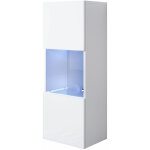Vitrine murale 1 porte avec led meuble de rangement suspendu 40x126x29cm 3 compartiments modle luke ...