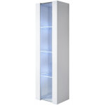 Vitrine murale 1 porte avec led meuble de rangement suspendu 40x165x29cm 4 compartiments mod�le luke ...