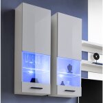 Extreme furniture - vitrine murales suspendue t51, (lxhxp): 40 x 120 x 29, corps en blanc mat, faades ...