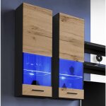 Extreme furniture - vitrine murales suspendue t51, (lxhxp): 40 x 120 x 29, corps en noir mat, faades ...