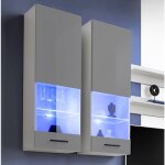 Extreme furniture - vitrine murales suspendue t51, (lxhxp): 40 x 120 x 29, corps en blanc mat, fa�ades ...