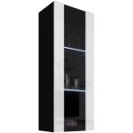 Vitrine murale verticale avec led meuble de rangement 40x126x29cm 3 compartiments 1 porte 1 vitrine mod�le ...