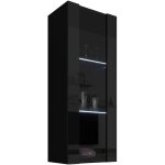 Vitrine murale verticale avec led meuble de rangement 40x126x29cm 3 compartiments 1 porte 1 vitrine mod�le ...