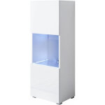 Vitrine avec pieds 2 cm avec led 1 porte meuble de rangement avec pieds 40 x 128 x 29cm 3 compartiments ...