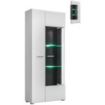 Dusine - vitrine reversible warner blanc laque et bois noir avec led 80 x 190 cm