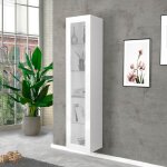 Vitrine de salon blanc brillant vaisselier 4 �tag�res en verre joy vidrio