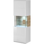 Meublorama - vitrine suspendue collection ohio coloris blanc et finitions chne.