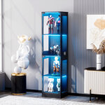 Vitrine en verre � 4 �tages avec �clairage led, portes vitr�es, capteurs intelligents, rangement pratique ...