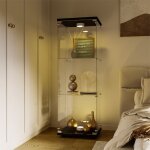 Eifson - vitrine en verre �clair�e led 42x36x125 cm, avec porte et 3 �tag�res, porte simple, autoportante, ...