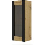 Vitrine avec verre mondi 125 cm ch�ne artisanal / noir mat