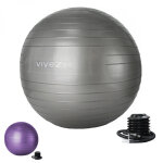 Ballon de yoga, fitness, gymnastique, grossesse en pvc antidrapant - diam 65 cm - gris vivezen