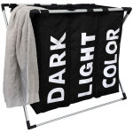 Panier � linge - 3 compartiments - noir