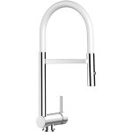 Vizio - robinet de cuisine mitigeur rabattable sous fenetre 60mm chrome robinet bec blanc orientable ...