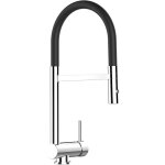 Vizio - robinet de cuisine mitigeur rabattable sous fenetre 60mm chrome robinet bec noir orientable et ...