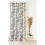 Voilage ambiance tropicale motif feuille exotique vintage - 150x260cm - gris
