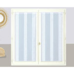 Atout ciel - voilages blancs � fines rayures, 2x 70x200cm avec passe - tringle - pr�ts � accrocher