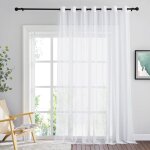 Voilage blanc, rideaux voilage en voile avec oeillets lumire filtrer, l 200 x h 250 cm, blanc