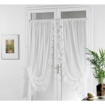 Linder - voilage bonne femme en tergal et lin blanc 95x210 cm