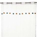 Atmosphera - voilage enfant pompons bleu 140x240cm cr�ateur d'int�rieur