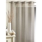 Voilage en �tamine tiss�e � rayures verticales taupe 150x260 cm