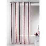 Voilage fantaisie en organza � rayures verticales bordeaux 140x260 cm
