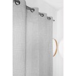 Voilage imprim carrs stris gris clair 140x240 cm