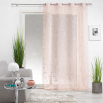 Voilage a oeillets 140 x 240 cm en voile imprim� m�tallis� artyline rose / argent