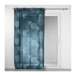 Voilage a oeillets 140 x 240 cm voile sabl� imprim� esquisse bleu
