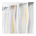 Voilage a oeillets 140 x 240 cm voile sable imprime ondulys jaune / blanc