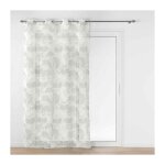 Bricoline - voilage a oeillets 140 x 280 cm effet lin tiss� imprim� ginko blanc